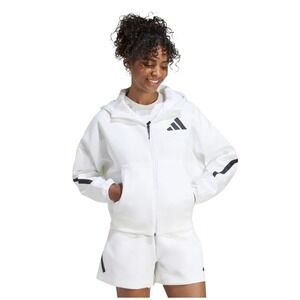 Adidas Originals Track Jacket Hooded Womens Sz Lg Full Zip Up White Z.N.E coat